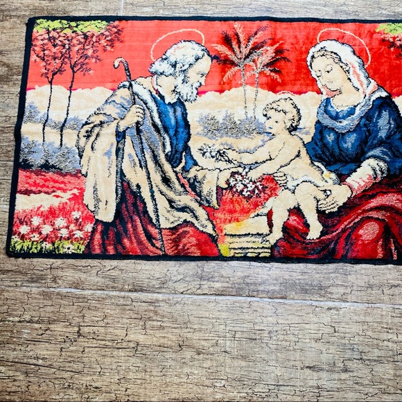 Vintage Mary baby Jesus velour large pillow tapestry fabric panel craft god - Picture 2 of 16